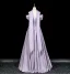 Lovely Lavender Rhinestone Prom Dresses 2026 A-Line / Princess Off-The-Shoulder Short Sleeve Backless Floor-Length / Long Formal Dresses