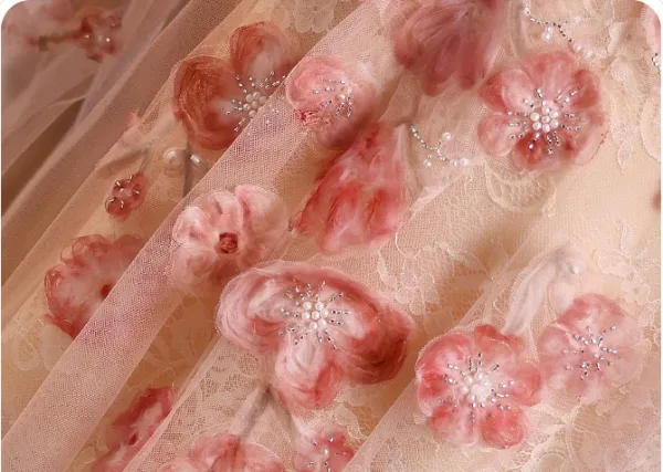 Flower Fairy Blushing Pink Beading Pearl Appliques Prom Dresses 2025 A-Line / Princess Scoop Neck Long Sleeve Backless Floor-Length / Long Formal Dresses