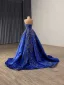 Vintage / Retro High-end Royal Blue Handmade  Beading Sequins Satin Prom Dresses 2025 Trumpet / Mermaid Strapless Sleeveless Backless Court Train Prom Formal Dresses