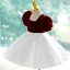 Chic / Beautiful Burgundy Birthday Short Flower Girl Dresses 2023 Ball Gown Square Neckline Pearl Puffy Short Sleeve Flower Girl Dresses