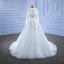 High-end White Beading Lace Flower Wedding Dresses 2022 Ball Gown High Neck Long Sleeve Backless Floor-Length / Long Wedding