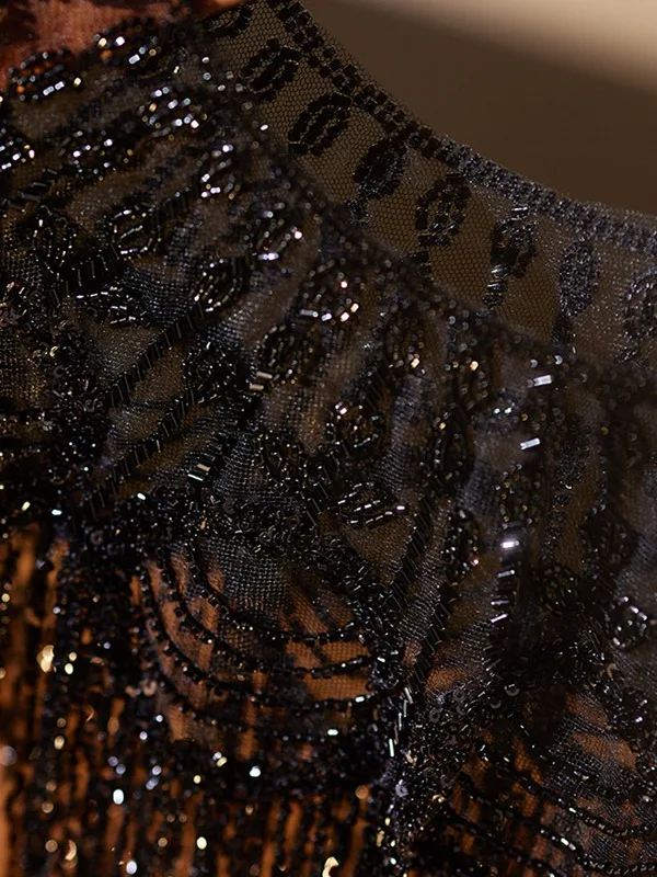 Vintage / Originale Noire Fait main Perlage Gland En Dentelle châle 2025
