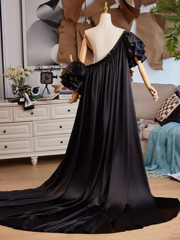 Vintage / Retro Black Prom shawl 2025 Puffy Short Sleeve
