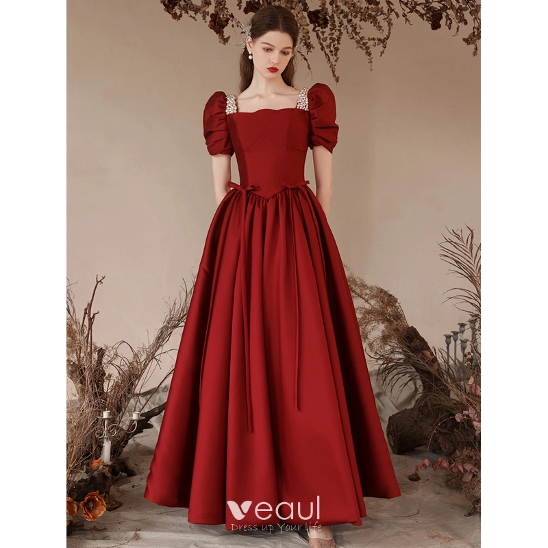Burgundy square neck dress new arrivals