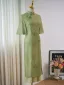 Chinese style Sage Green Printing Tea-length Cheongsam 2024 Trumpet / Mermaid High Neck Short Sleeve