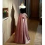 Charmant Pink Strass Ballkleider 2022 A Linie Bandeau Ärmellos Rückenfreies Schleife Lange Festliche Kleider