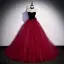 Charmant Burgunderrot Pailletten Abendkleider 2022 Ballkleid Bandeau Ärmellos Rückenfreies Sweep / Pinsel Zug Abend Festliche Kleider