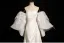 Fashion White Satin Tassel Wedding Dresses 2024 Trumpet / Mermaid Strapless Short Sleeve Backless Sweep Train Wedding