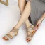 Comfortabel Abrikoos / Beige Strand Vlecht Sandalen Dames 2022 Peep Toe Platte Sandalen