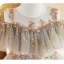 Charming Grey Beading Sequins Birthday Flower Girl Dresses 2023 Ball Gown Off-The-Shoulder Short Sleeve Backless Floor-Length / Long Flower Girl Dresses