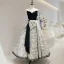 Audrey Hepburn Style Black Printing Prom Dresses 2022 Strapless Sleeveless Bow Backless Floor-Length / Long Formal Dresses