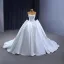 High-end Ivory Lace Flower Satin Wedding Dresses 2023 Ball Gown Strapless Sleeveless Backless Royal Train Wedding