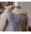 Bling Bling Lavender Beading Sequins Prom Dresses 2025 A-Line / Princess Off-The-Shoulder Sleeveless Backless Floor-Length / Long Formal Dresses