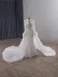 Luxury / Gorgeous White Handmade  Beading Sequins Lace Flower Wedding Dresses 2025 Trumpet / Mermaid High Neck Long Sleeve Backless Royal Train Wedding