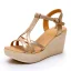 Modest / Simple Gold Street Wear Womens Sandals 2023 Waterproof T-Strap 8 cm Wedges Open / Peep Toe Sandals