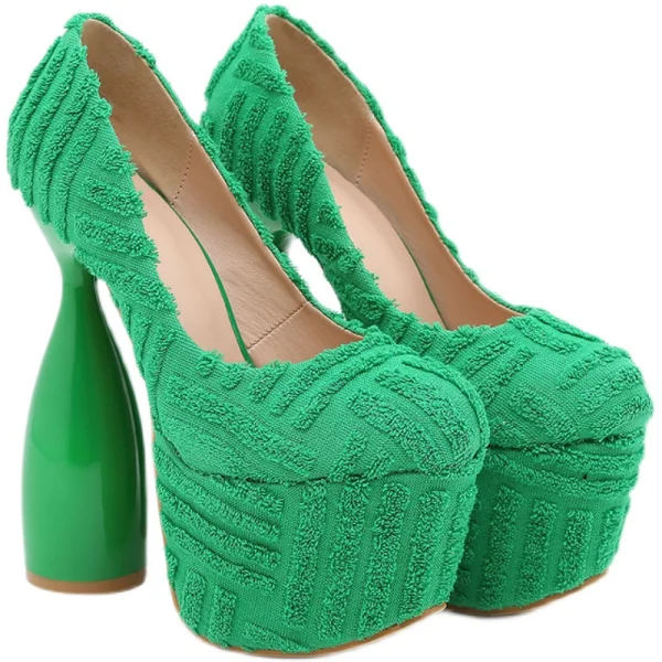 Unusual Green Cocktail Party Pumps High Heels 2023 16 cm Stiletto Heels Round Toe Pumps