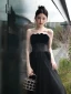 Sexy Black Beading Evening Dresses 2024 A-Line / Princess Off-The-Shoulder Sleeveless Backless Floor-Length / Long Evening Party Formal Dresses