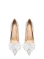 Scintillantes Argenté Faux Diamant Noeud Paillettes Chaussure De Mariée 2025 8 cm Talons Aiguilles À Bout Pointu Mariage Escarpins Talons Hauts