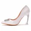 Schöne Weiß Strass Ball Pumps 2022 Leder 9 cm Stilettos Spitzschuh Pumps Hochhackige