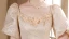 Chic / Beautiful Champagne Pearl Appliques Glitter Prom Dresses 2024 A-Line / Princess Square Neckline Puffy Short Sleeve Backless Floor-Length / Long Prom Formal Dresses