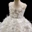 Fashion White Beading Lace Flower Appliques Pearl Short Birthday Flower Girl Dresses 2025 Ball Gown Spaghetti Straps Sleeveless Backless