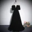 Audrey Hepburn Style Black Sequins Velvet Evening Dresses 2023 Off-The-Shoulder A-Line / Princess Short Sleeve Backless Floor-Length / Long Evening Party Formal Dresses