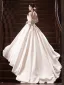Elegant White Pearl Satin Wedding Dresses 2024 Ball Gown Strapless Sleeveless Backless Court Train Wedding