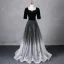 Elegante Schwarz Strass Pailletten Ballkleider 2024 A Linie Eckiger Ausschnitt Kurze Ärmel Rückenfreies Lange Ball Festliche Kleider