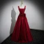 Chic / Belle Bordeaux Satin Fleur Robe De Bal 2023 Princesse Encolure Carrée Sans Manches Dos Nu Longue Promo Robe De Ceremonie