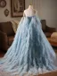 Schöne Himmelblau Pailletten Ballkleider 2025 Ballkleid Bandeau Ärmellos Rückenfreies Lange Ball Festliche Kleider