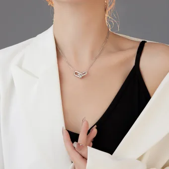 Mode Silver Gatukläder Kubisk Zirkoniumoxid Rhinestone Halsband 2023 Tillbehör