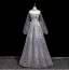 Glamorous Grey Beading Pearl Glitter Sequins Evening Dresses 2025 A-Line / Princess Strapless Sleeveless Backless Floor-Length / Long Evening Party Formal Dresses