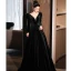 Elegant Burgundy Suede Prom Dresses 2024 A-Line / Princess V-Neck Long Sleeve Backless Floor-Length / Long Prom Formal Dresses