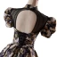 Vintage / Retro Black Beading Printing Homecoming Short Graduation Dresses 2024 High Neck Short Sleeve Backless Formal Dresses