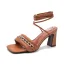 Sexy Brown Street Wear Womens Sandals 2022 Ankle Strap 7 cm Stiletto Heels Pointed Toe Sandals High Heels