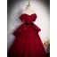 Chic / Beautiful Burgundy Prom Dresses 2023 A-Line / Princess Strapless Sleeveless Backless Bow Sash Floor-Length / Long Evening Party Formal Dresses