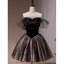 Sexy Schwarz Glanz Strass Kurze Partykleider Abendkleider 2023 Bandeau Ärmellos Rückenfreies Festliche Kleider