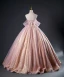 Chic / Beautiful Blushing Pink Glitter Sequins Prom Dresses 2023 Ball Gown Strapless Sleeveless Backless Floor-Length / Long Prom Formal Dresses