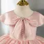 Lovely Blushing Pink Pearl Birthday Short Flower Girl Dresses 2022 Ball Gown Scoop Neck Bow Short Sleeve Flower Girl Dresses