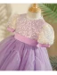 Bling Bling Lavender Beading Sequins Birthday Short Flower Girl Dresses 2024 Ball Gown Scoop Neck Short Sleeve