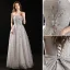 Charming Grey Evening Dresses 2022 A-Line / Princess Strapless Sleeveless Beading Pearl Backless Bow Floor-Length / Long Evening Party Formal Dresses