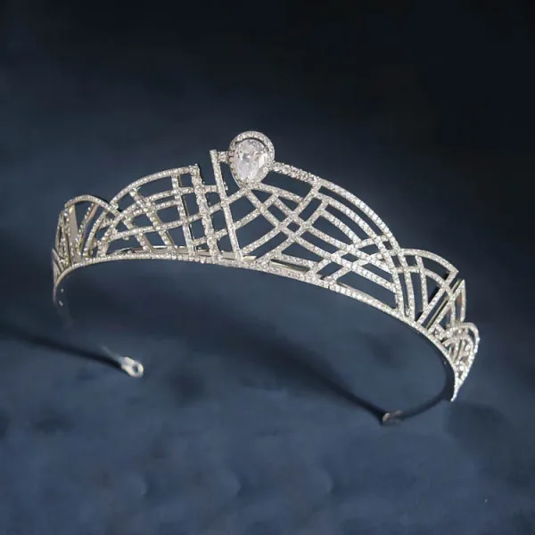 Brud Huvudbonad Vita Rhinestone Legering Bröllop Mode 2022 Brud Huvudbonad Tiara