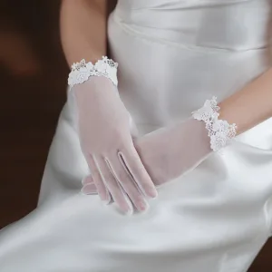 Vintage Retro White Lace Flower Bridal Gloves Wedding 2025