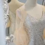 Sexy Silver Sequins Evening Dresses 2023 Trumpet / Mermaid V-Neck Short Sleeve Backless Floor-Length / Long Evening Party Formal Dresses