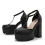 Fashion Black Evening Party Womens Sandals 2022 T-Strap 10 cm Thick Heels Open / Peep Toe Sandals High Heels