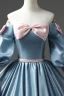 Lovely Pool Blue Bow Prom Dresses 2023 Ball Gown Off-The-Shoulder Short Sleeve Backless Floor-Length / Long Prom Formal Dresses