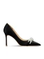 Charmant Schwarz Perle Abend Pumps 2024 Leder 8 cm Stilettos Spitzschuh Pumps Hochhackige