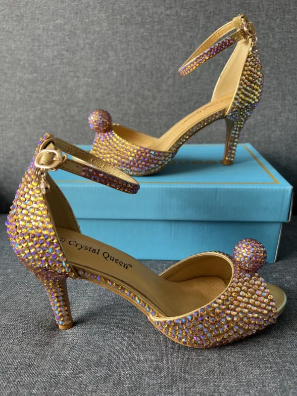 Chic / Belle Argenté Soirée Faux Diamant Sandales Femme 2023 Bride Cheville 7 cm Talons Aiguilles Peep Toes / Bout Ouvert Sandales Talons Hauts
