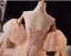 Charming Candy Pink Beading Pearl Sequins Appliques Prom Dresses 2025 A-Line / Princess Strapless Puffy Short Sleeve Backless Floor-Length / Long Formal Dresses