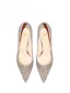 Glittrande Champagne Läder Paljetter Brudskor 2026 6 cm Stilettklackar Spetsiga Bröllop Pumps